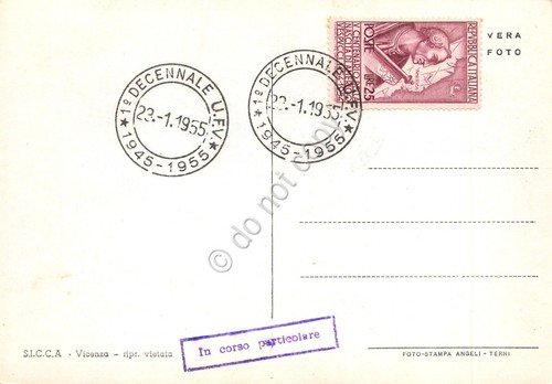 Cartolina Vicenza Piazza della Vittoria panor Ed Sicca Timbro Decennale …