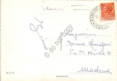 Cartolina Vicenza Piazza della Vittoria panorama aereo 1957