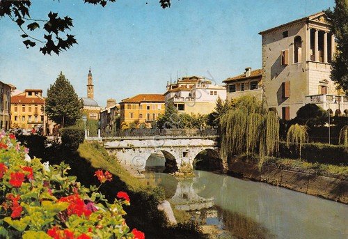 Cartolina Vicenza Ponte Furo fiume Retrone case anni '70 | Immagine principale
