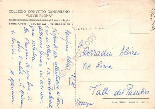Cartolina Vicenza Santa Croce Collegio Canossiano Levis Plona Chiostro