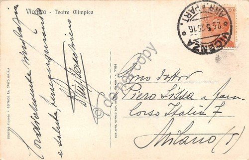Cartolina Vicenza Teatro Olimpico Interno 1925 | Immagine Gallery 2