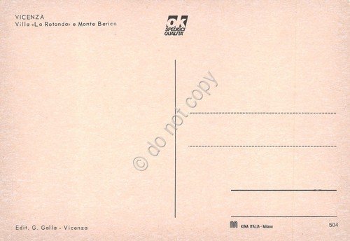 Cartolina Vicenza Villa La Rotonda e Monte Berico | Immagine Gallery 2