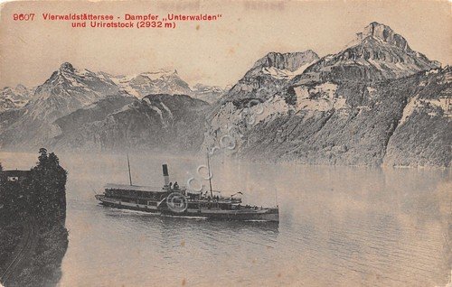 Cartolina Vierwaldstattersee Dampfer Unterwaiden und Urirostock 1912 Nave | Immagine principale