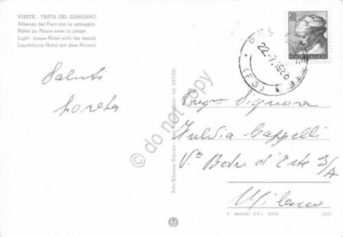 Cartolina Vieste Albergo del Faro e spiaggia 1966 | Immagine Gallery 2