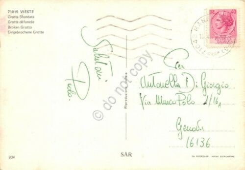 Cartolina Vieste Grotta sfondata barca animata 1974 (Foggia) | Immagine Gallery 2