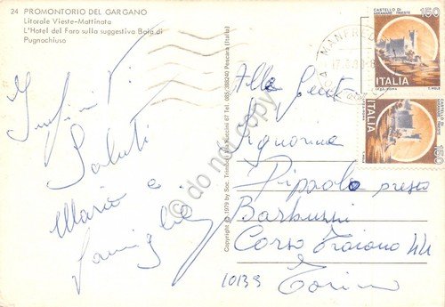 Cartolina Vieste Mattinata Litorale Hotel del Faro Pugnochiuso piscina 1988 | Immagine Gallery 2