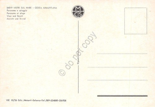 Cartolina Vietri sul mare panorama paese case spiaggia anni '70