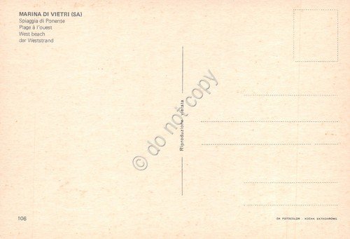 Cartolina Vietri sul Mare spiaggia di Ponente case animata anni …