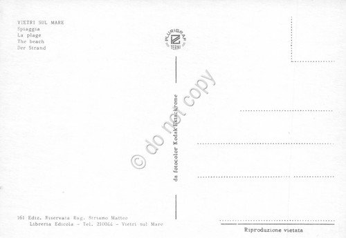 Cartolina Vietri sul mare spiaggia strada case anni '70