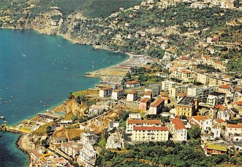 Cartolina Vietri sul mare veduta aerea case spiaggia anni '70