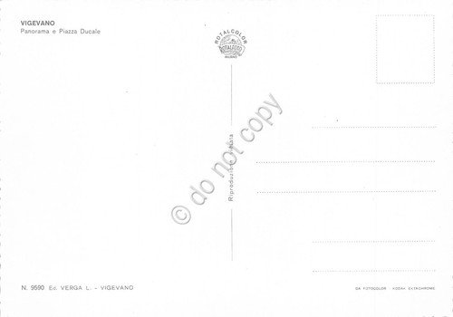 Cartolina Vigevano Piazza Ducale vista dall'alto auto tetti anni '60 | Immagine Gallery 2