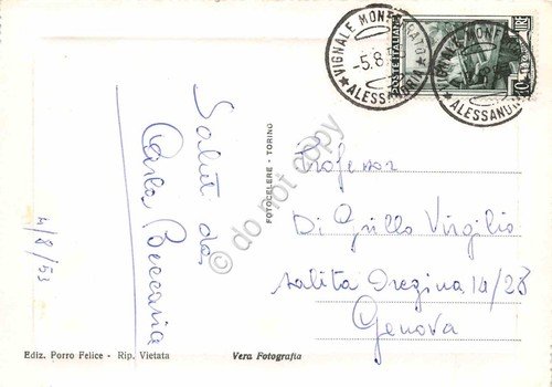 Cartolina Vignale Panorama bordo bianco 1953