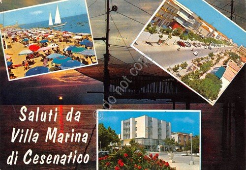 Cartolina Villa Marina di Cesenatico vedute vie paese spiaggia 1968 … | Immagine principale