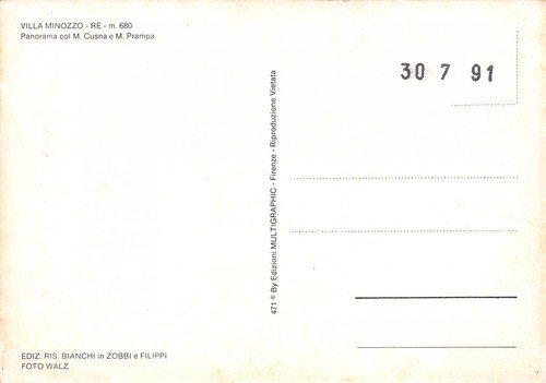 Cartolina Villa Minozzo Re Panorama con Monte Cusina e Prampa