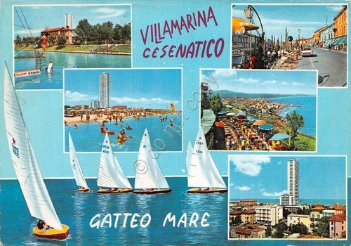 Cartolina Villamarina Cesenatico Gatteo a Mare barca a vela vedute …