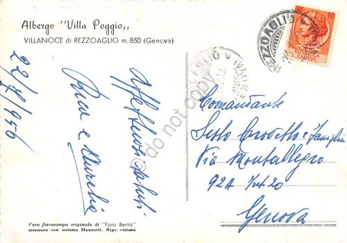 Cartolina Villanoce di Rezzoaglio Albergo Villa Poggio 1956 | Immagine Gallery 2