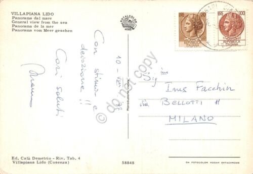Cartolina Villapiana Lido Panorama dal mare 1977
