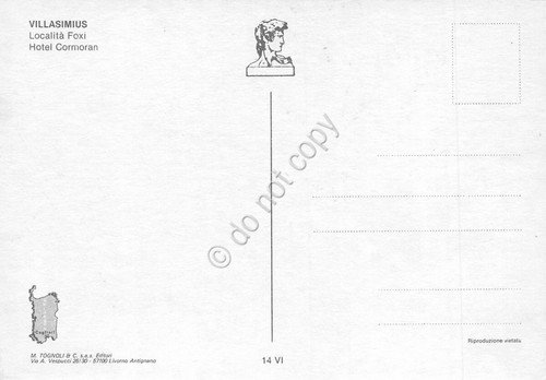 Cartolina Villasimius Località Fiori Hotel Cormoran dal mare spiaggia
