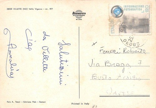 Cartolina Villette Novara panorama parziale animata