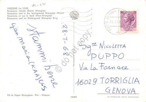 Cartolina Viozene Panorama con Monte Mongioje 1968 | Immagine Gallery 2