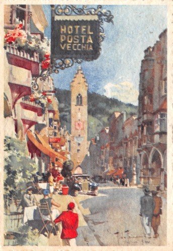 Cartolina Vipiteno Hotel Posta Vecchia 1937 Illustrata Raimondi | Immagine principale