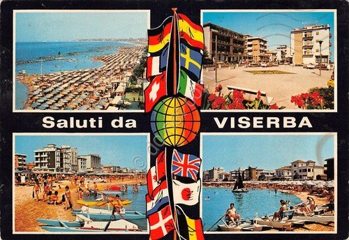 Cartolina Viserba 4 vedute spiaggia animata (Forl“) | Immagine principale
