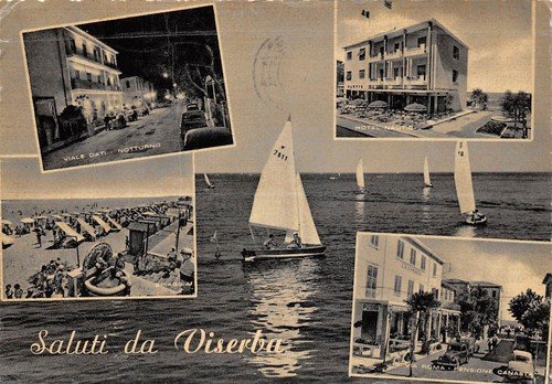 Cartolina Viserba Barca a vela Vedutine (Rimini)