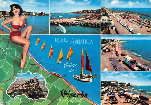 Cartolina Viserba Riviera Adriatica Pin up Vedutine