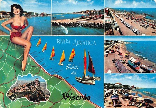 Cartolina Viserba Riviera Adriatica Pin up Vedutine