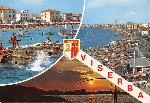 Cartolina Viserba vedute varie 1979 animata stemma (Rimini) | Immagine principale