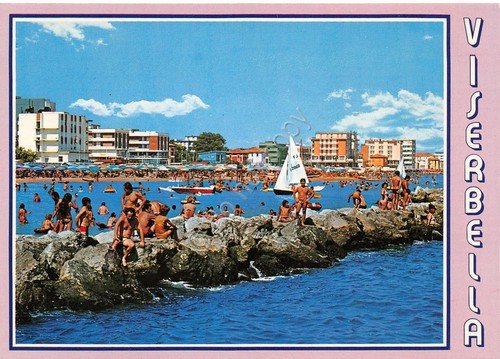 Cartolina Viserbella scogliera animata vista dal mare alberghi spiaggia anni … | Immagine principale
