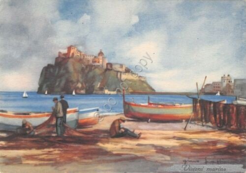 Cartolina Visioni Marine barche pescatori Illustrata Frattini | Immagine principale