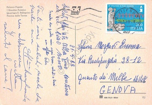 Cartolina Viterbo vedute piscina 1988