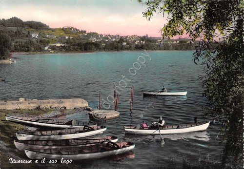 Cartolina Viverone e il suo lago barca animata colorata 1957 | Immagine Gallery 1