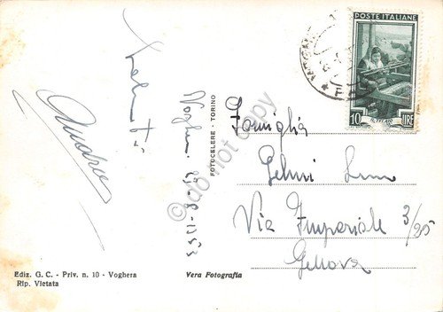 Cartolina Voghera Piscina animata scala 1953