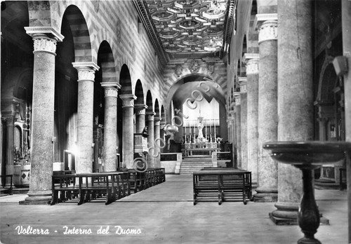 Cartolina Volterra Duomo Interno 1958 (Pisa)