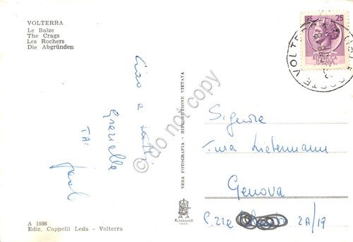 Cartolina Volterra Le Balze colorata anni '60 | Immagine Gallery 2