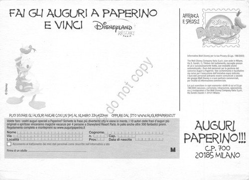 Cartolina Walt Disney Paperino 70 anni cm 11,5 x16 | Immagine Gallery 2