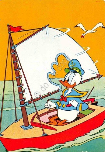 Cartolina Walt Disney Prod. Paperino in barca a vela 1971 | Immagine principale