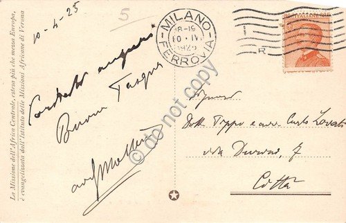 Cartolina Wau Missione Africa Centrale 1925