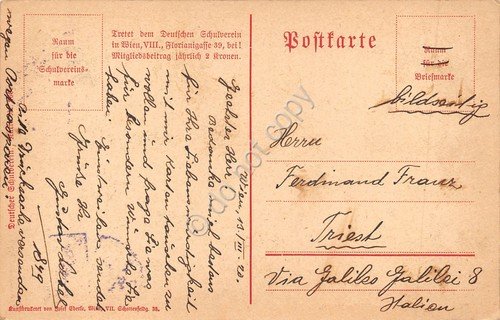 Cartolina Wien Michaelerplatz 1920 francobolli 30 e 10 Heller