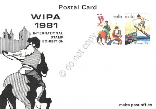Cartolina WIPA International stamp exibition Malta Post 1981 | Immagine principale