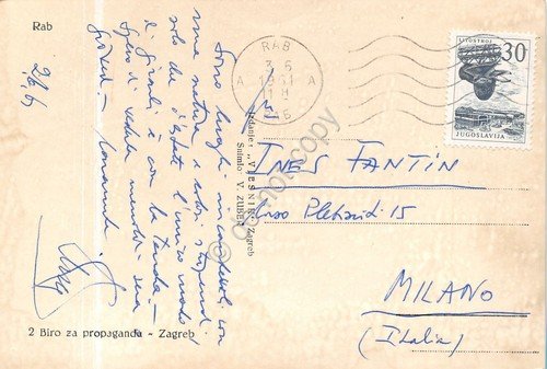 Cartolina Yugoslavia Rab panorama 1961