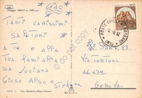 Cartolina Zeri Villaggio Aracci vedute varie 1982