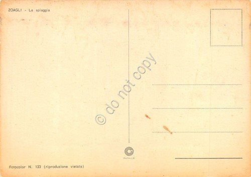 Cartolina Zoagli spiaggia canotto stabilimento ombrelloni animata | Immagine Gallery 2