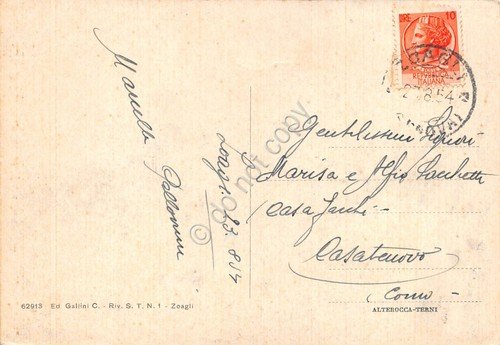 Cartolina Zoagli Tramonto dalla Chiappara 1954 (Genova)