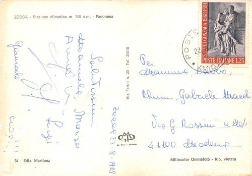 Cartolina Zocca Panorama 1968