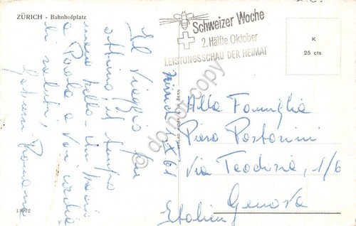 Cartolina Zurich Bahnhofplatz 1961