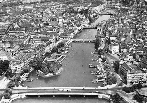 Cartolina Zurich Qualbrucke mit Blick auf die Limmat 1956 | Immagine principale