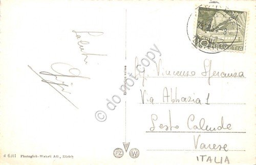 Cartolina Zurich view bus Alpen 1954